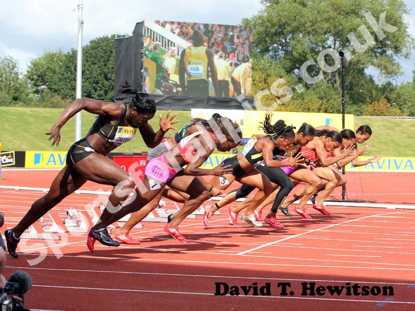 Start of the 100 metres, 2012 Samsung Diamond League, Birmingham.